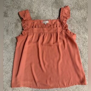 Loft Women's Ruffle Sleeve Top in Coral size Large